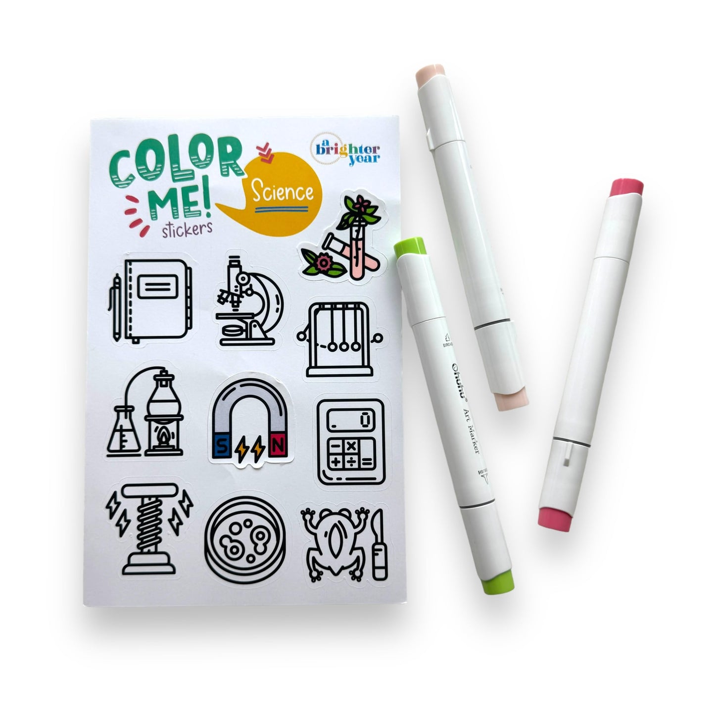 A Brighter Year Color-Your-Own Sticker Bundle, Space & Science Edition -3-Pack of 8.5” x 5.5” Sheets of 10 Stickers Each - Each Sticker is 1.5-2” x