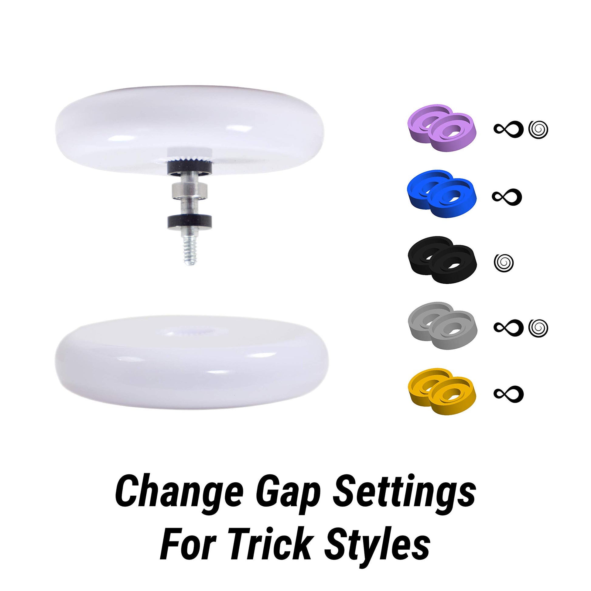 Yomega Raider Ex - Professional Responsive Ball Bearing yoyo, Great for Advanced String Tricks and Looping Play + 5 spacers + Extra 2 Strings (White)