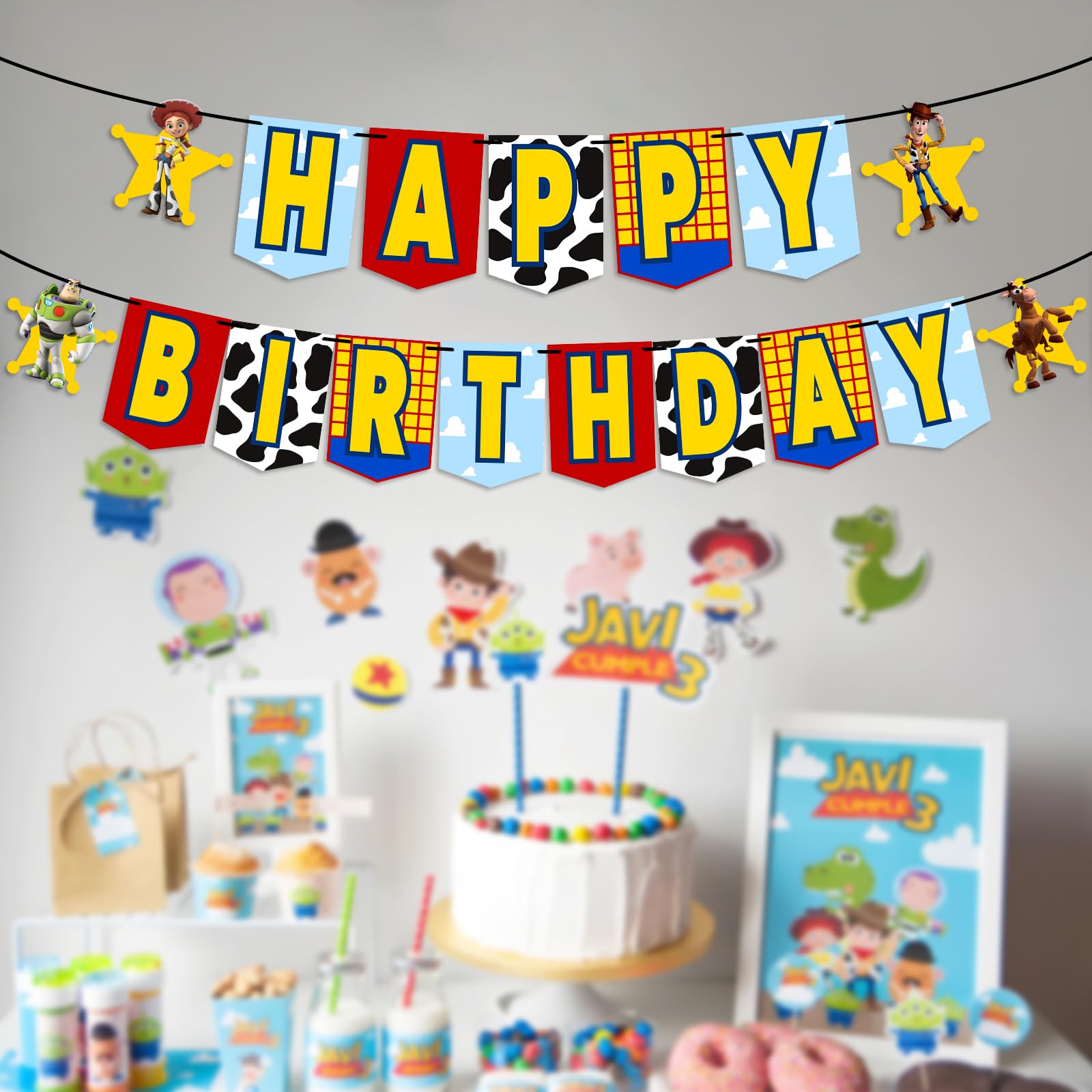 Toys Happy Birthday Banner for Birthday Decorations Toy Game Party Decorations Kids Birthday Banner Party Supplies