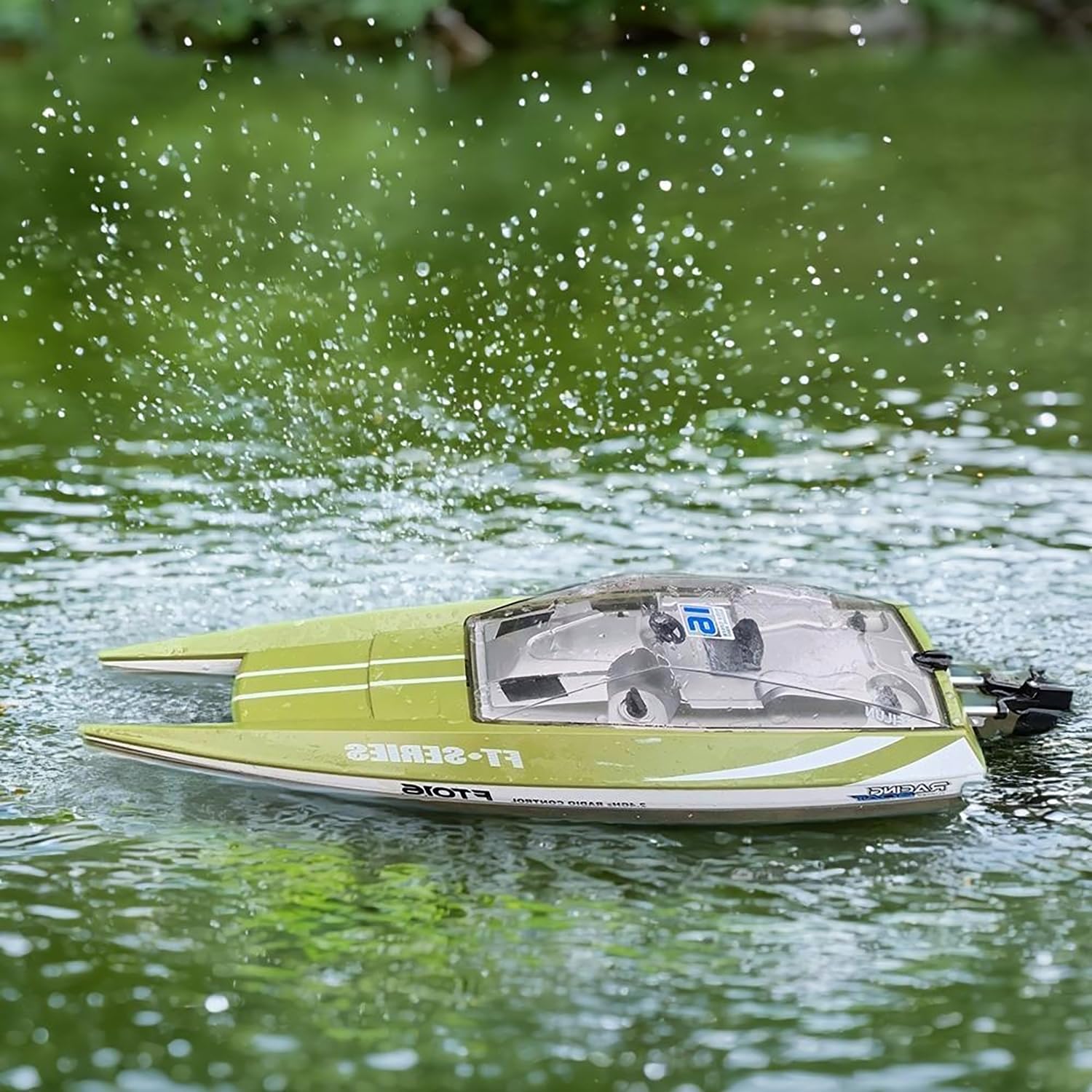 FT016 Remote Control Boat RC Submarine Ship Racing Speedboat 30km+ for Boys Adults Lake Pool Auto Water Cool, As Big as Feilun ft012 rc Boat (18.9")