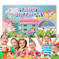 5 * 3FT Rainbow Dollhouse Birthday Party Backdrop Decorations,Rainbow Dollhouse Theme Party Supplies