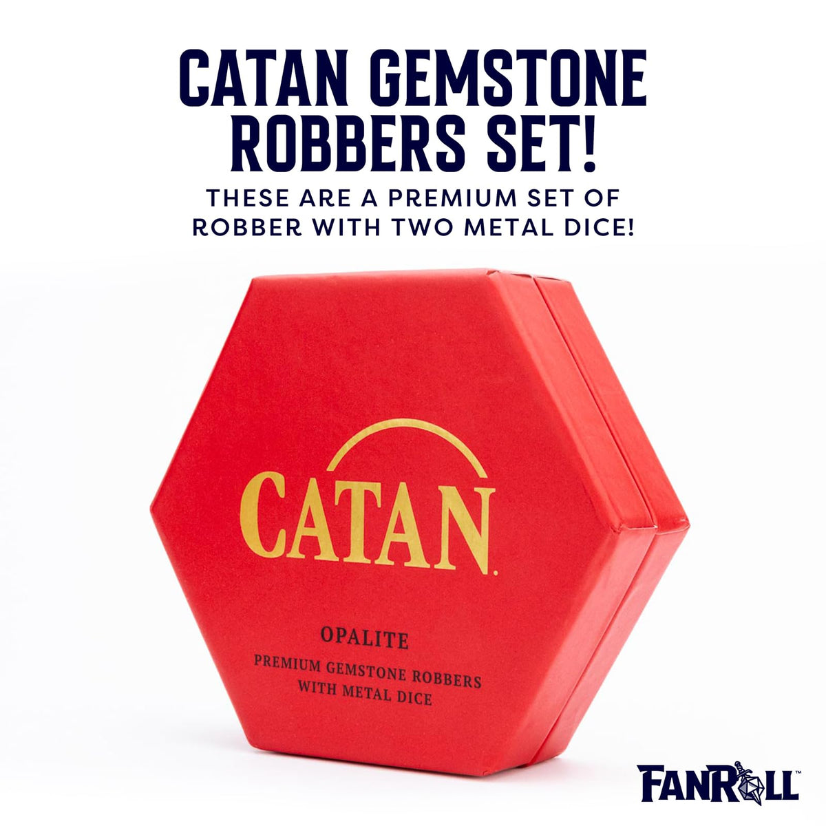 FanRoll Compatible with Catan Premium Robber & Metal Dice Set, Opalite