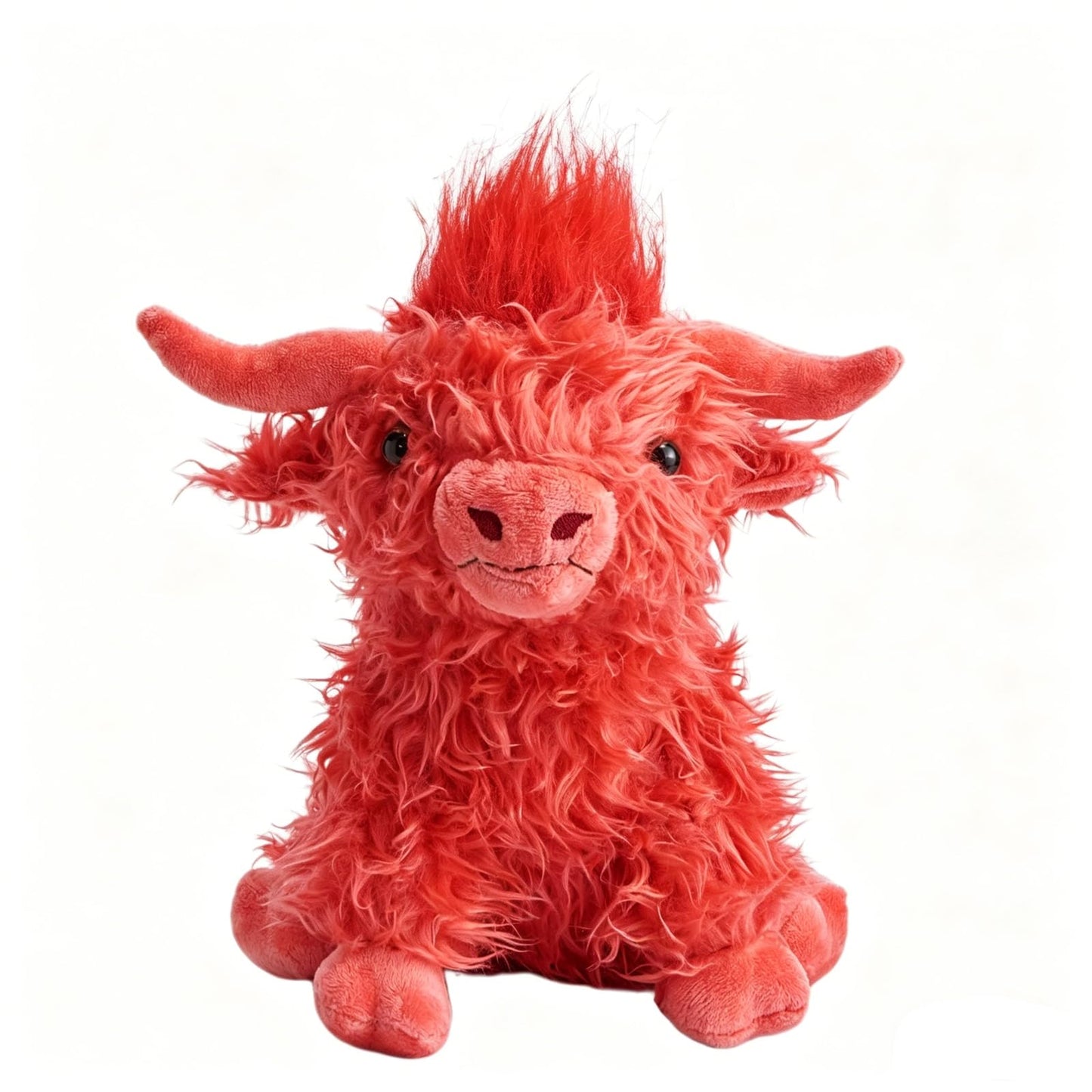 WinAdiGoo Red Highland Cow Stuffed Animal 10 inch Realistic Cattle Plush Doll Farm Toy Gift