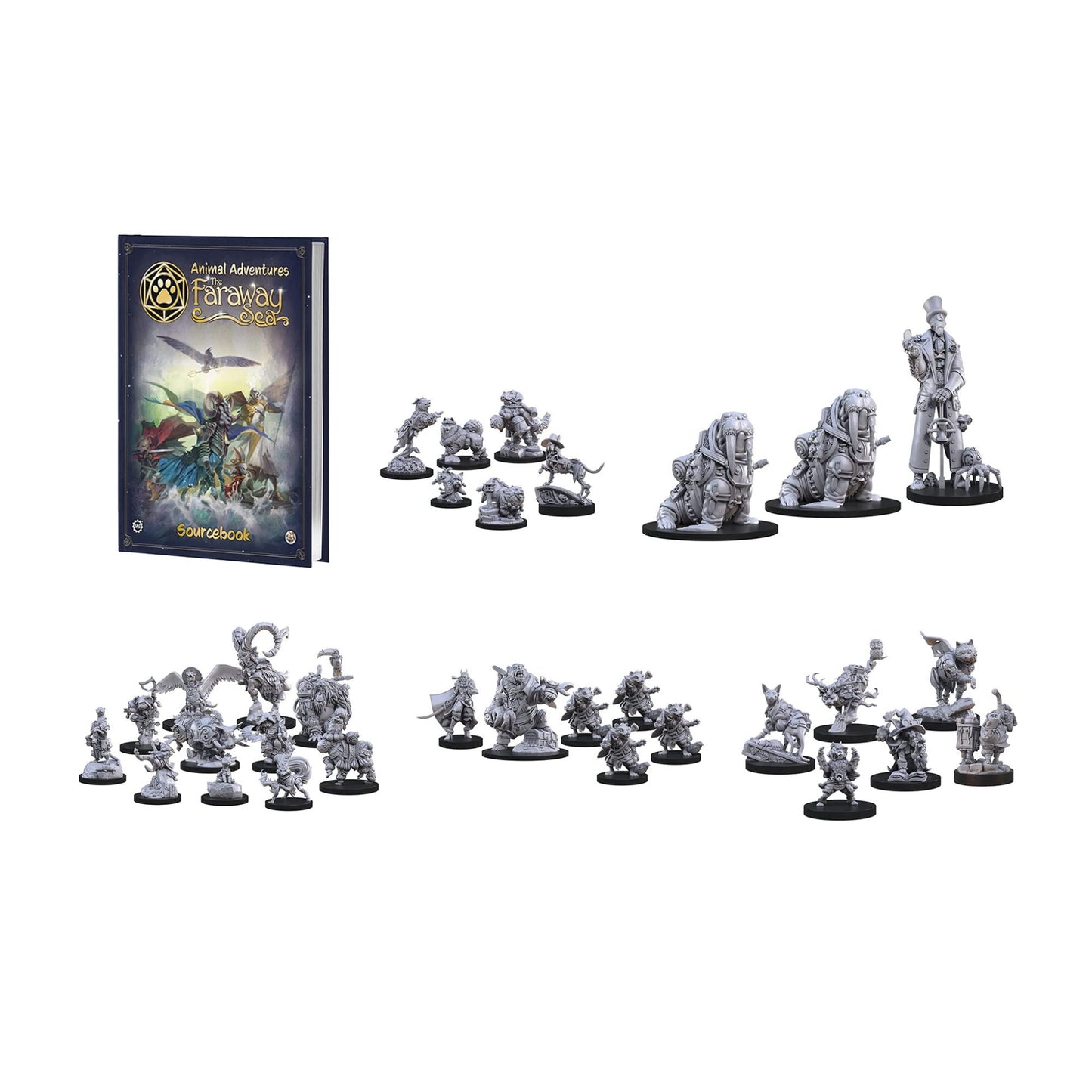 Steamforged Games Animal Adventures Faraway Sea Sourcebook with 10 Battle Maps Bundle with Miniatures: Raiders of the Lost Coast, Time in a Bottle