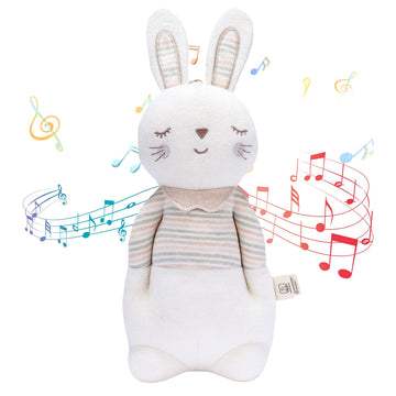 Newborn Baby Toys, Soft Cotton Stuffed Bunny Toy with Lullaby Music for Boy & Girl Babies 0-3-4-6+ Months,Easter Gift for Baby (Mrs.Bunny)