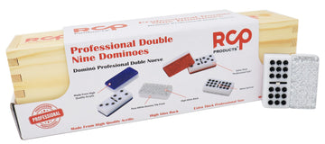 RCP PRODUCTS Dominos Set for Adults - Professional Double 9 Dominoes Set of 55 Tiles for Adults, Metal Spinner, Classic and Travel Board Game