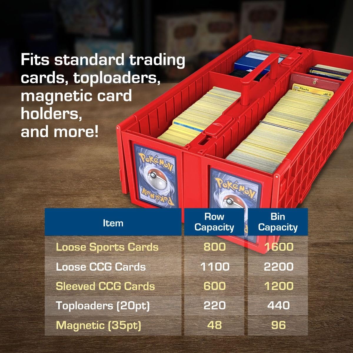 BCW Collectible Card Bin - (Single, Red) | Holds up to 1600 Cards | Plastic Storage Box for Pokémon, MTG & Sports Cards