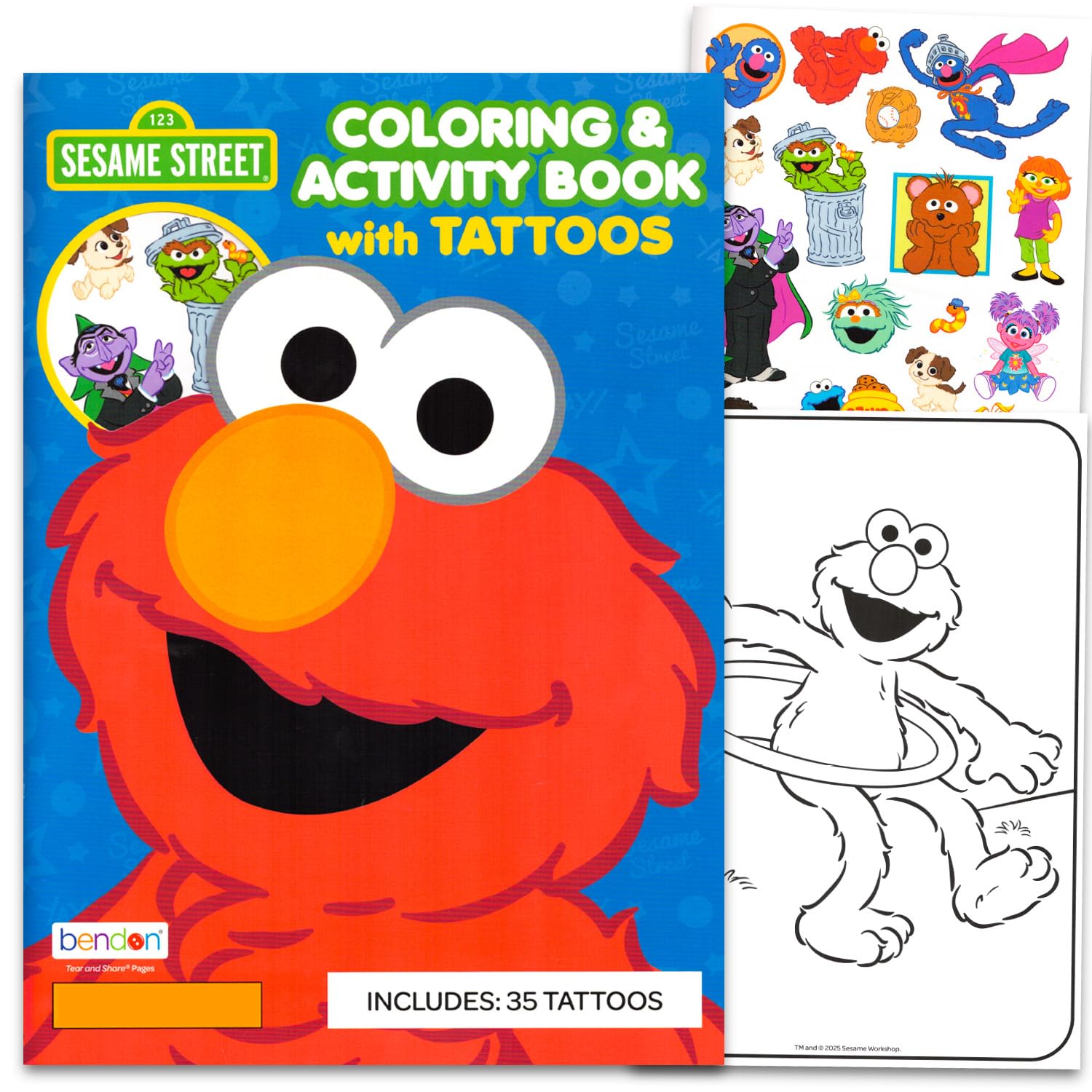 Sesame Street Coloring Book with Tattoos for Kids 3-5 4-8 - Coloring Pages, Activities,Temporary Tattoos with Elmo, Big Bird, Cookie Monster | Sesame