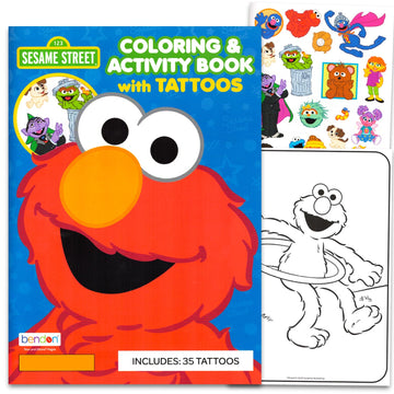 Sesame Street Coloring Book with Tattoos for Kids 3-5 4-8 - Coloring Pages, Activities,Temporary Tattoos with Elmo, Big Bird, Cookie Monster | Sesame
