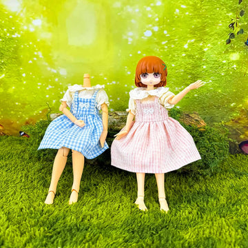 niannyyhouse Doll Clothes Shirt and Suspender Skirt Set Compatible with Blythe, OB24, Ball Jointed Dolls, Dress Up Accessories (Blue)
