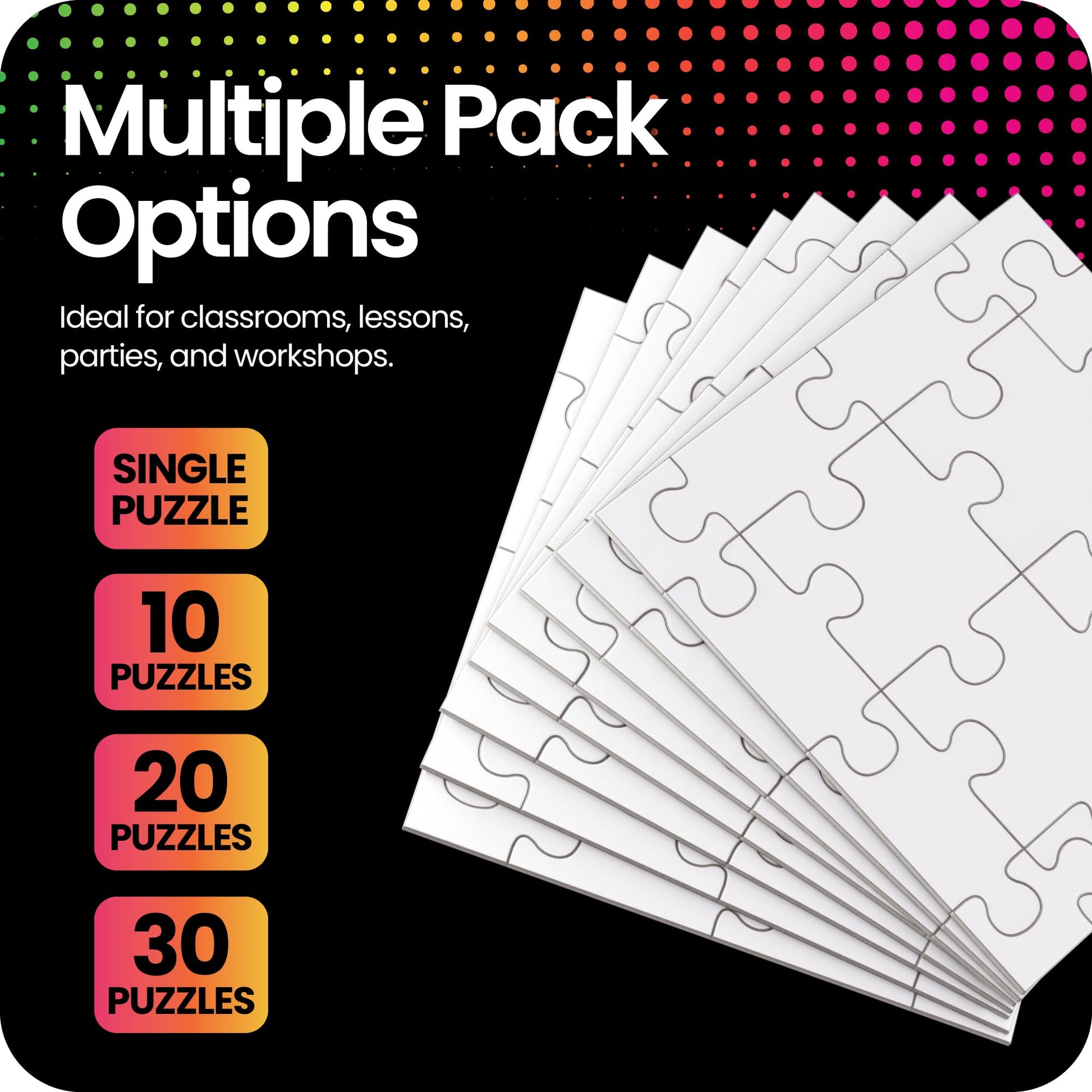 Hygloss Junior Community Puzzle - Award-Winning Design - 16 Piece Blank Puzzle to Write and Draw On - Universal Interlocking Pieces, 12" x 12" Layout
