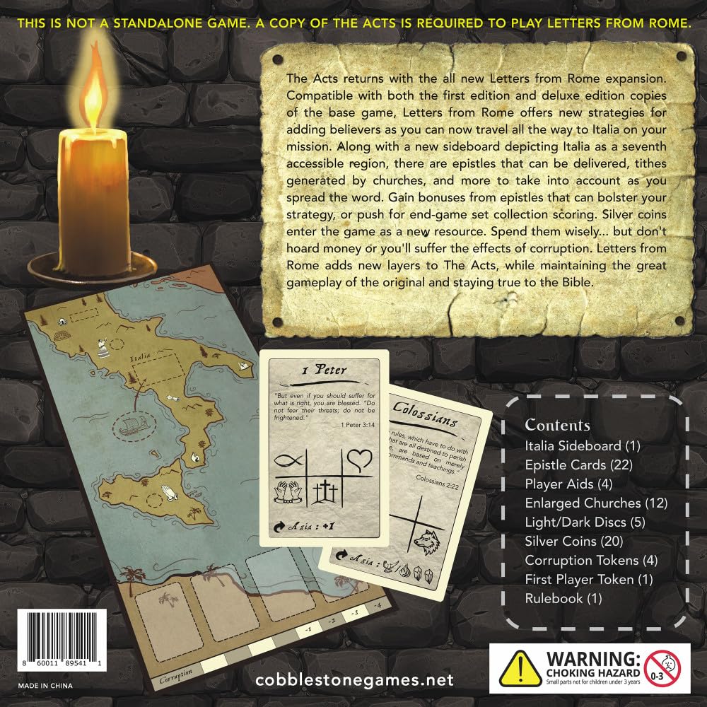 Cobblestone Games: The Acts: Letters from Rome - Expansion, Christian Themed Family Board Game, Set Collection, Ages 14+, 2-4 Players, 120 Min
