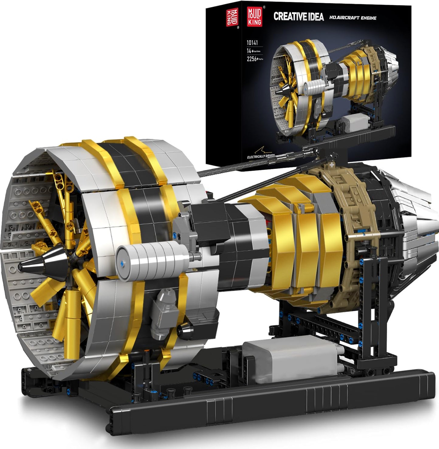 Mould King City Aircraft Engine Building Set-Turbojet Engine Model That Runs with Motor-Collectible Blocks Kit for Adults -Mechanical Science