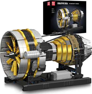 Mould King City Aircraft Engine Building Set-Turbojet Engine Model That Runs with Motor-Collectible Blocks Kit for Adults -Mechanical Science