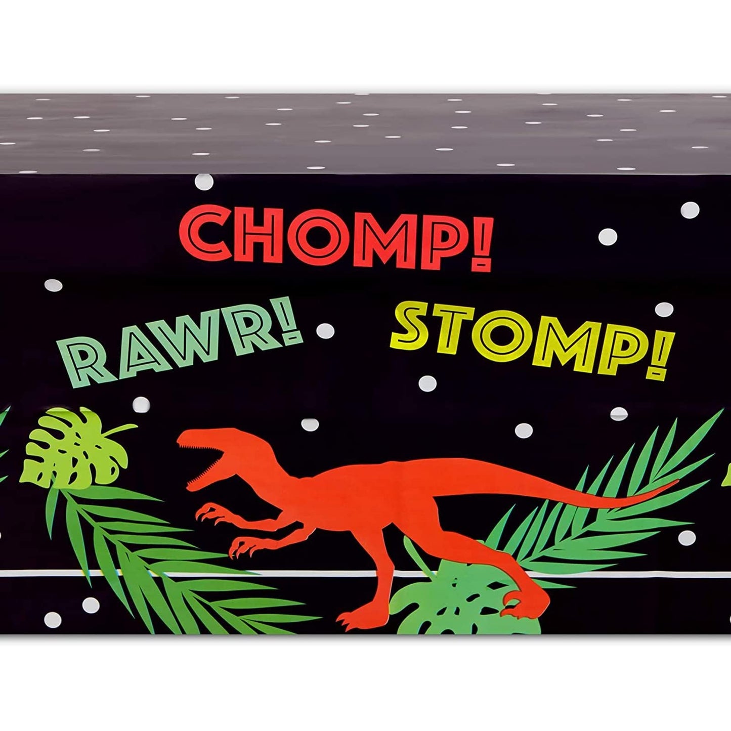 Blue Panda Dinosaur Plastic Tablecloth - 54 x 108 in, Black, 3 Pack - Disposable Table Cover for Dinosaur Birthday Party Decor