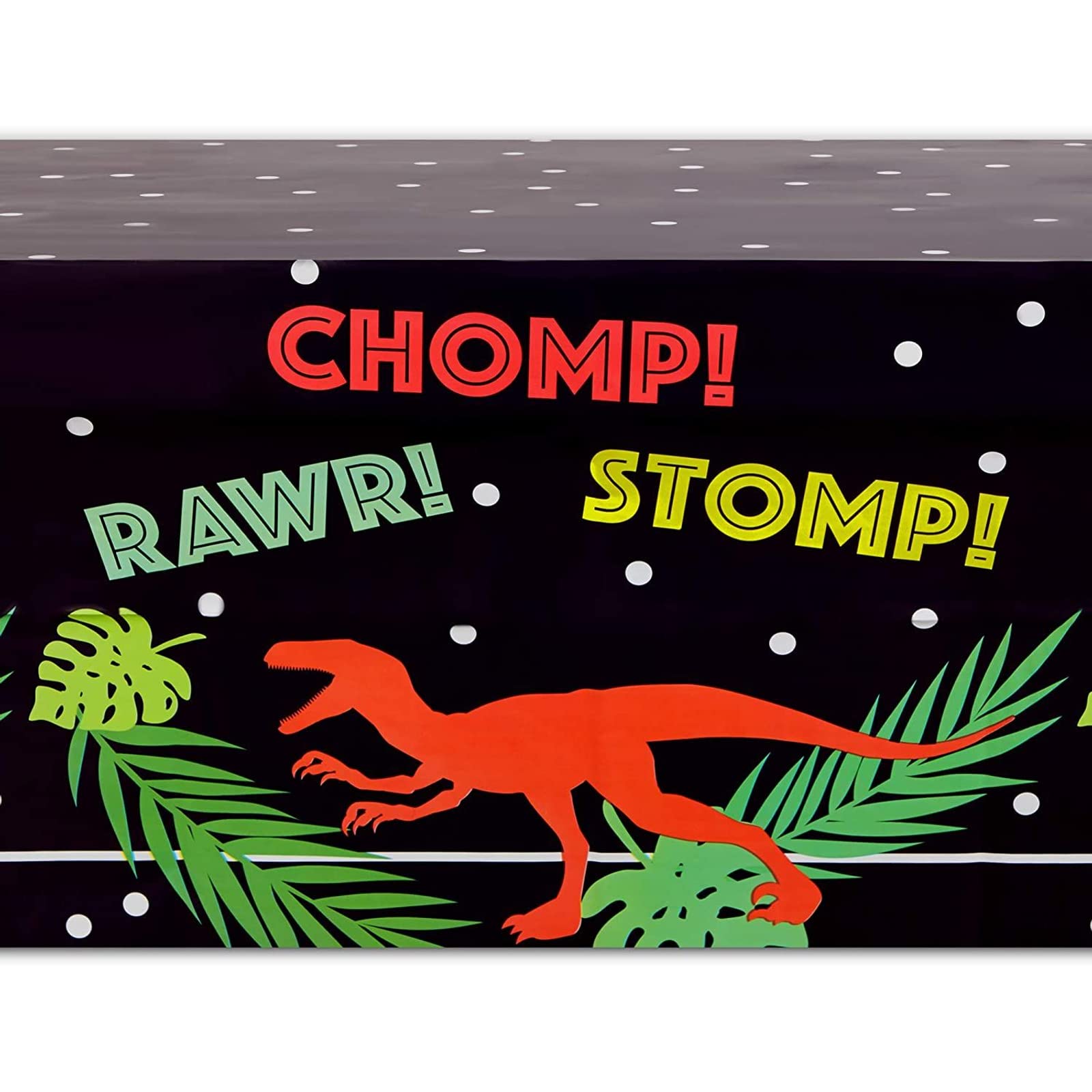 Blue Panda Dinosaur Plastic Tablecloth - 54 x 108 in, Black, 3 Pack - Disposable Table Cover for Dinosaur Birthday Party Decor