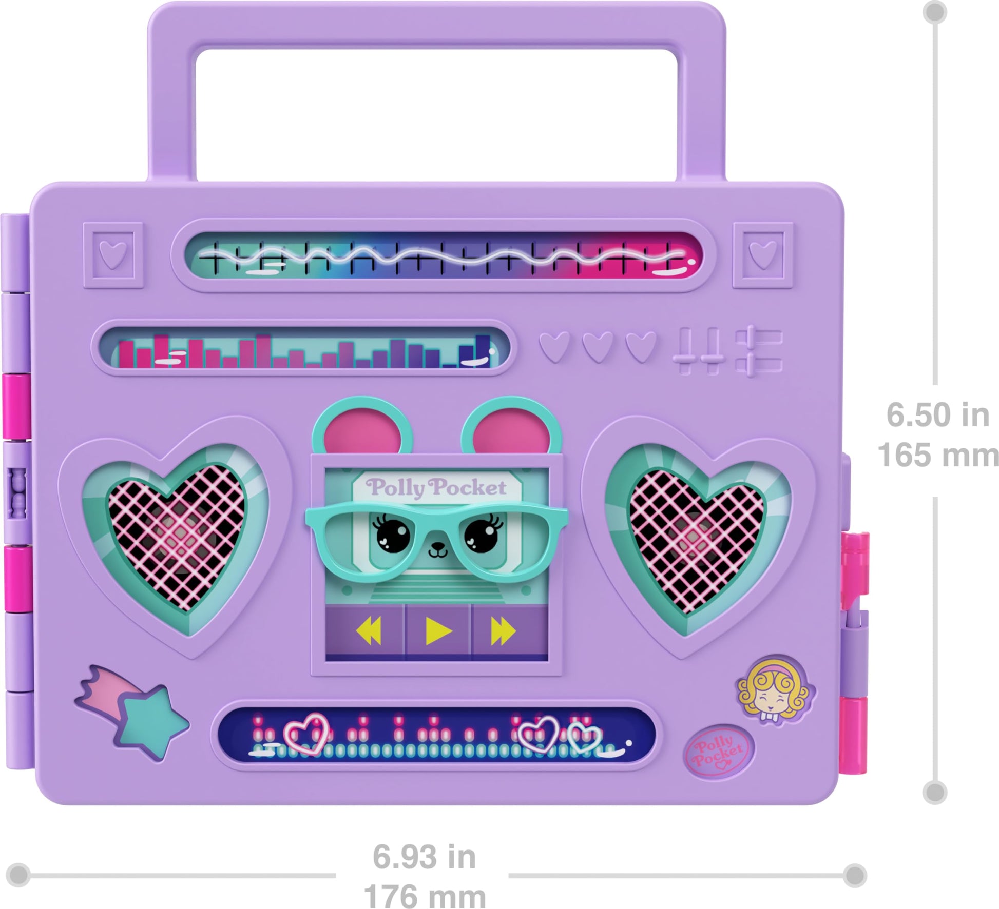 Polly Pocket Doll & Playset, Disco Dance Fashion Reveal Unboxing Travel Toy with 3-inch Hoodie Buddy Doll, 16 Accessories & Surprise Water Play