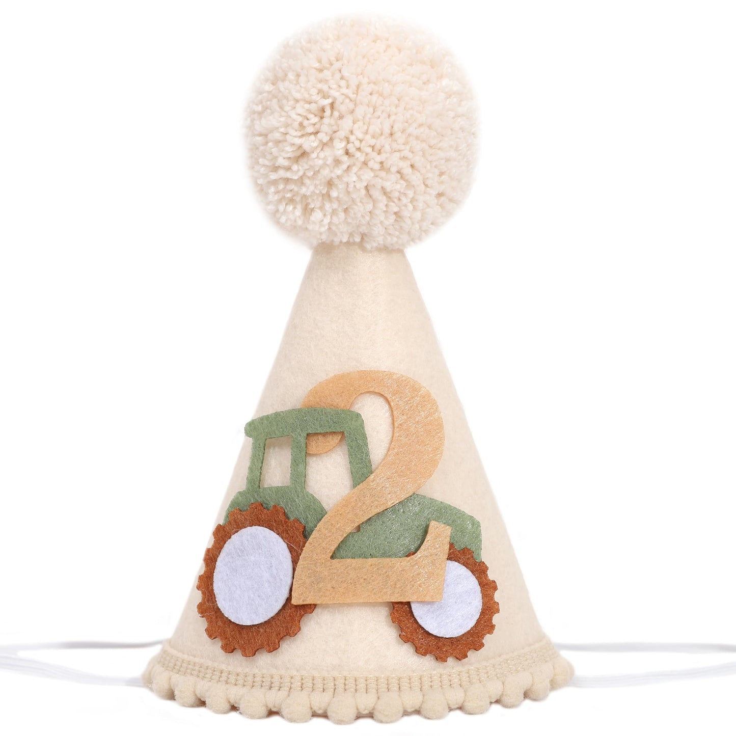 YOUAME Tractor 2nd Birthday Party Hat - Boys Farm Theme Cone Hat, Boy Second Birthday Decorations, Green Farm Tractor Two Outfit, Cake Smash Photo