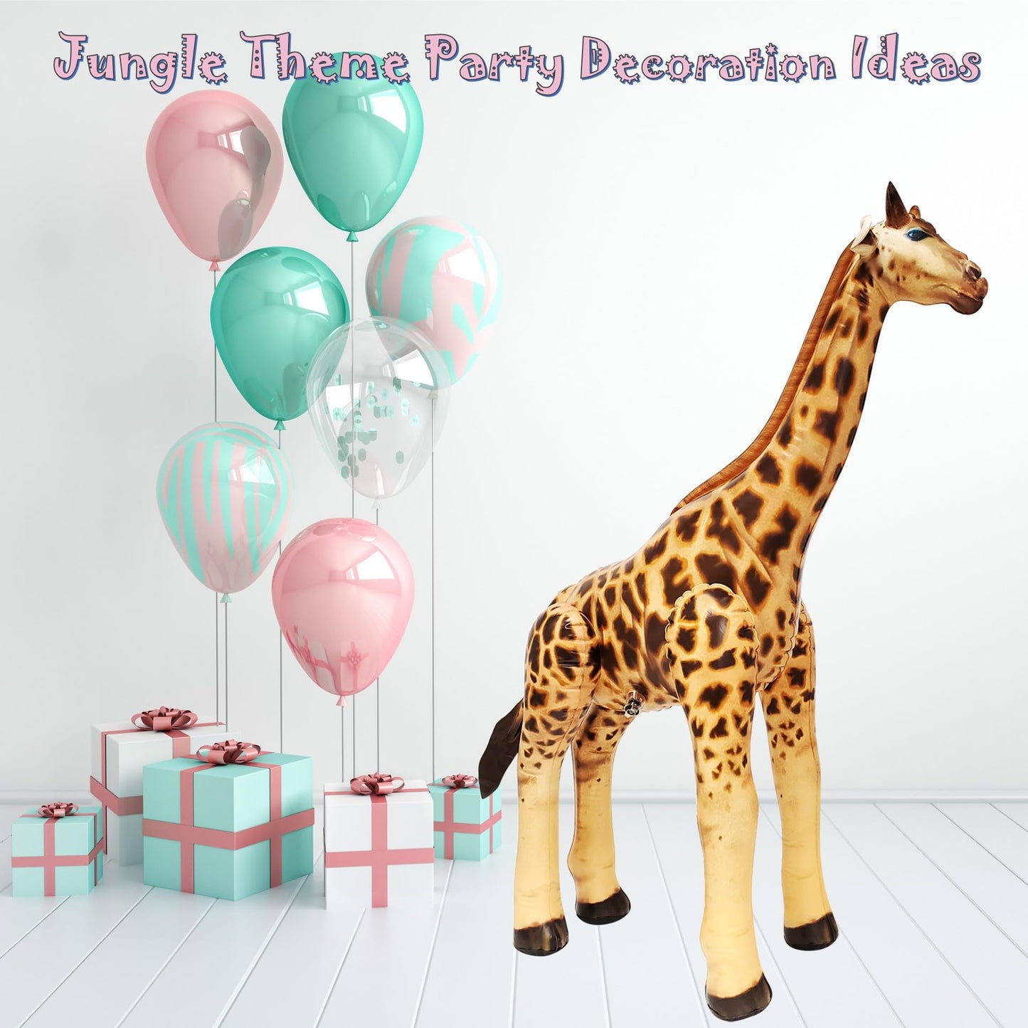 Jet Creations 36" Inflatable Giraffe Toy for Pool Party Decorations & Birthday Gifts - Air Stuffed Realistic Inflatable Wildlife Animals - Indoor