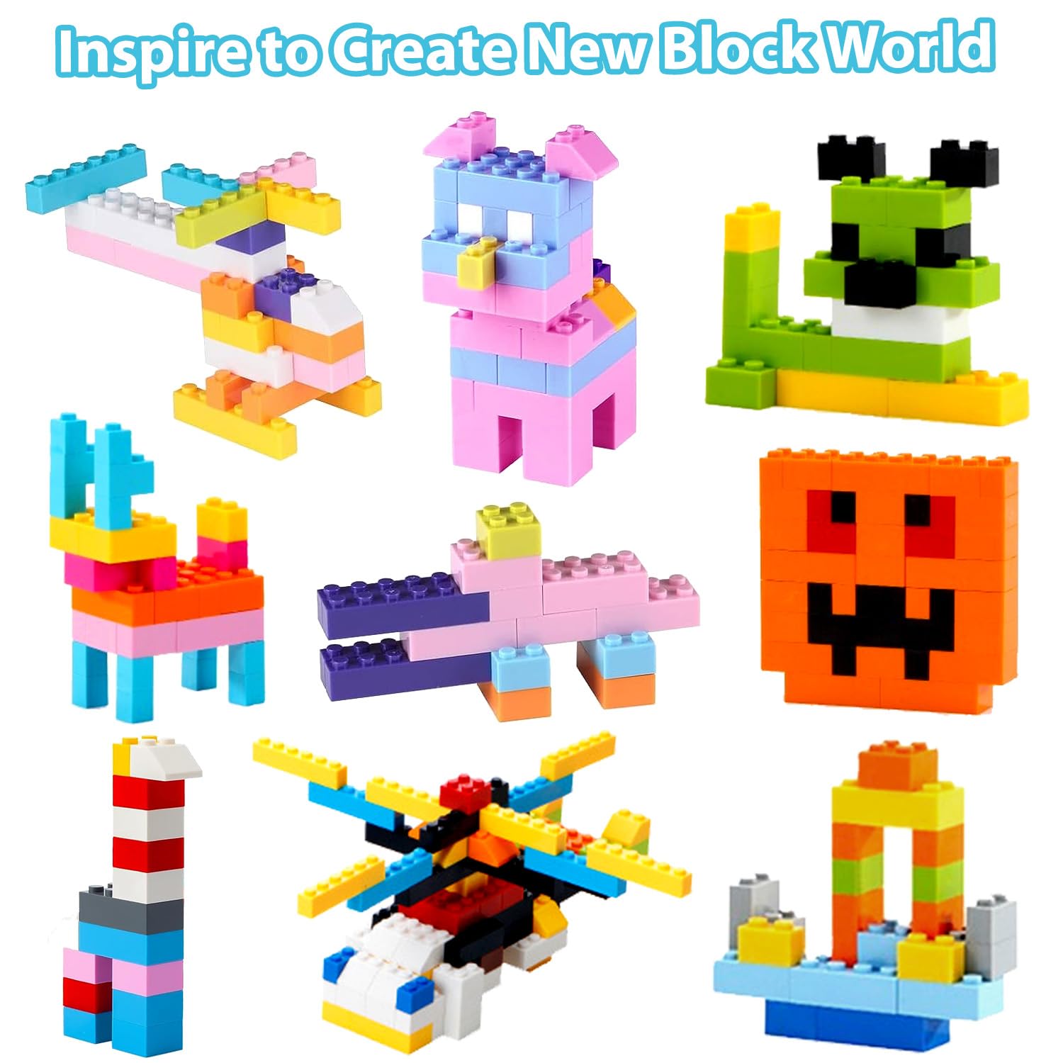 Carlerait 1000 Pieces Classic Building Bricks in 15 Popular Colors and 12 Mixed Shapes, Creative Small Building Blocks Set Learning Educational Toy