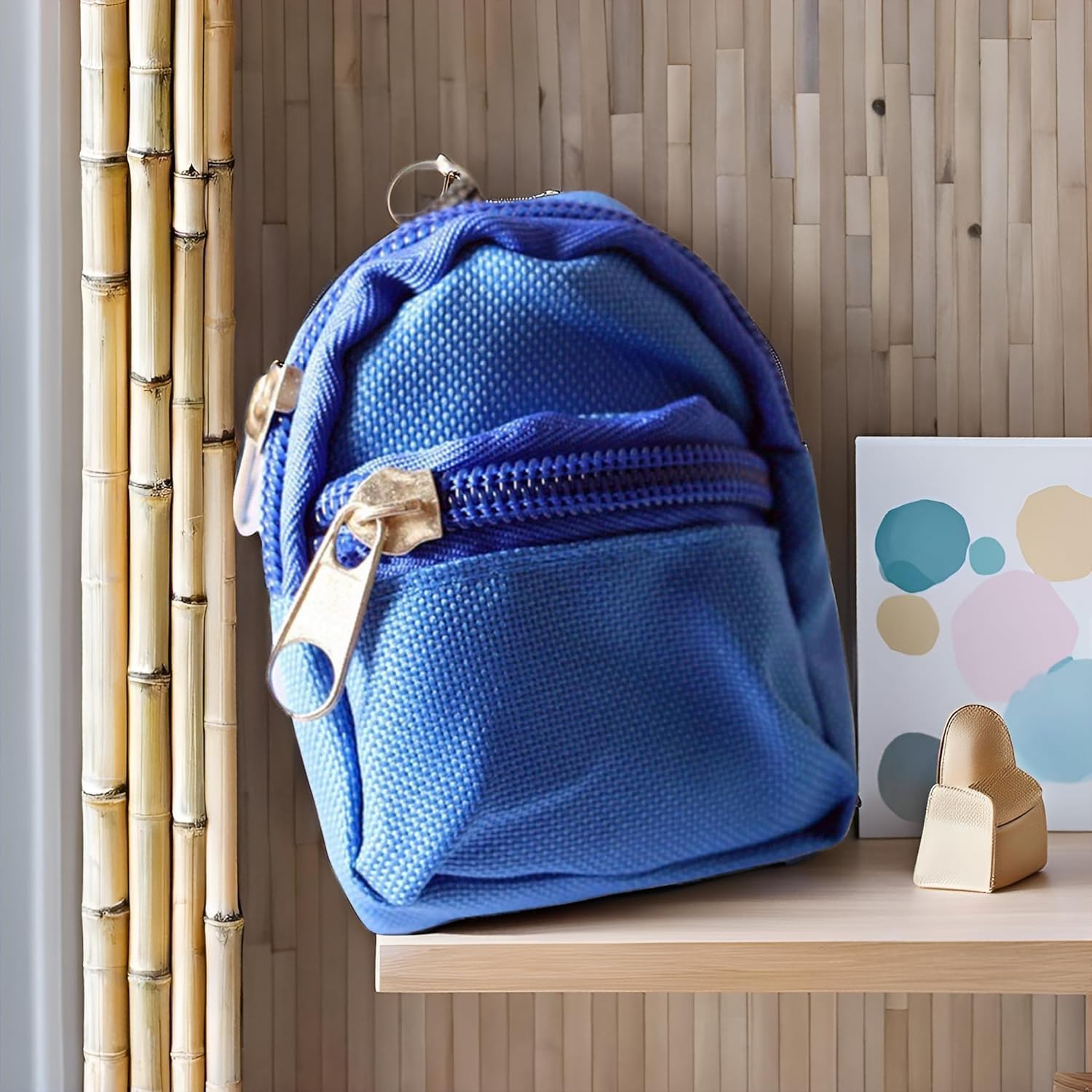 2Pcs Blue Mini Doll Backpack School Bag Model Dollhouse School Accessory for 1/6 Scale Décor,Simulation Mini School Bag Model, for Doll House