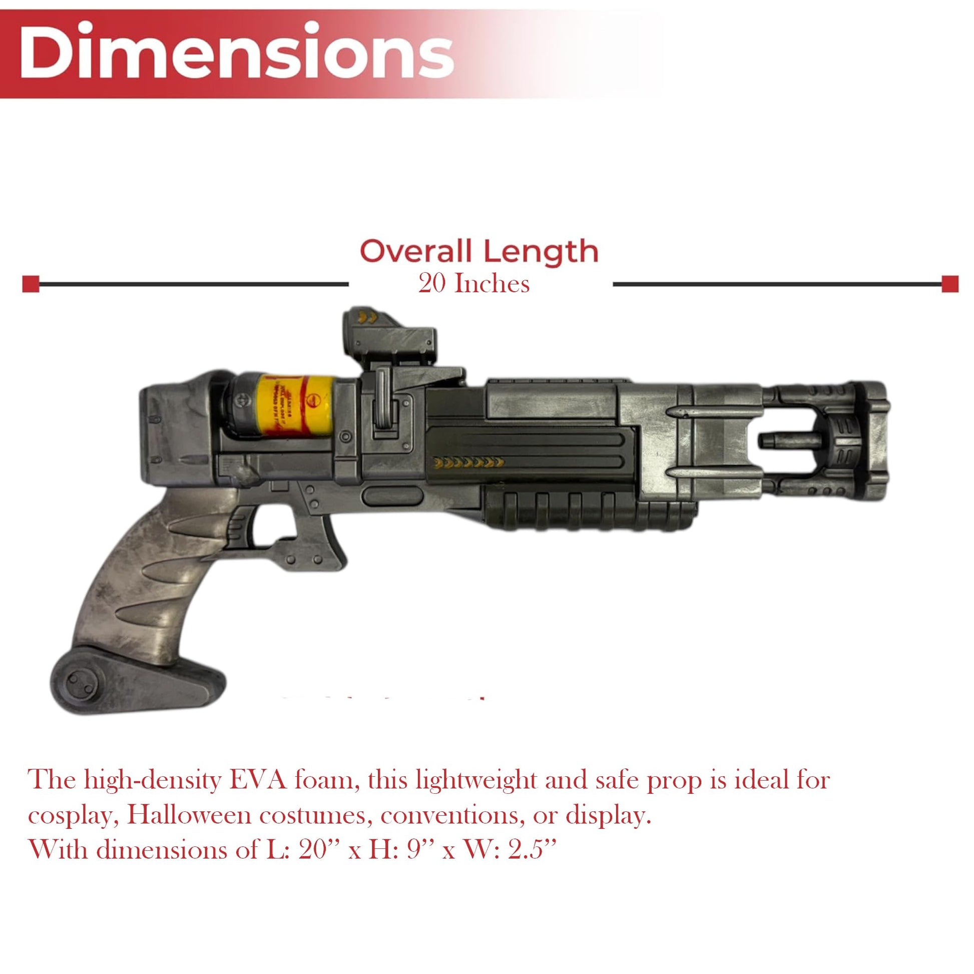 20 Inch VX-Photon Foam Pistol Replica Retro Sci-Fi EVA Prop Gun for Cosplay, Halloween & Display Collectible Sidearm