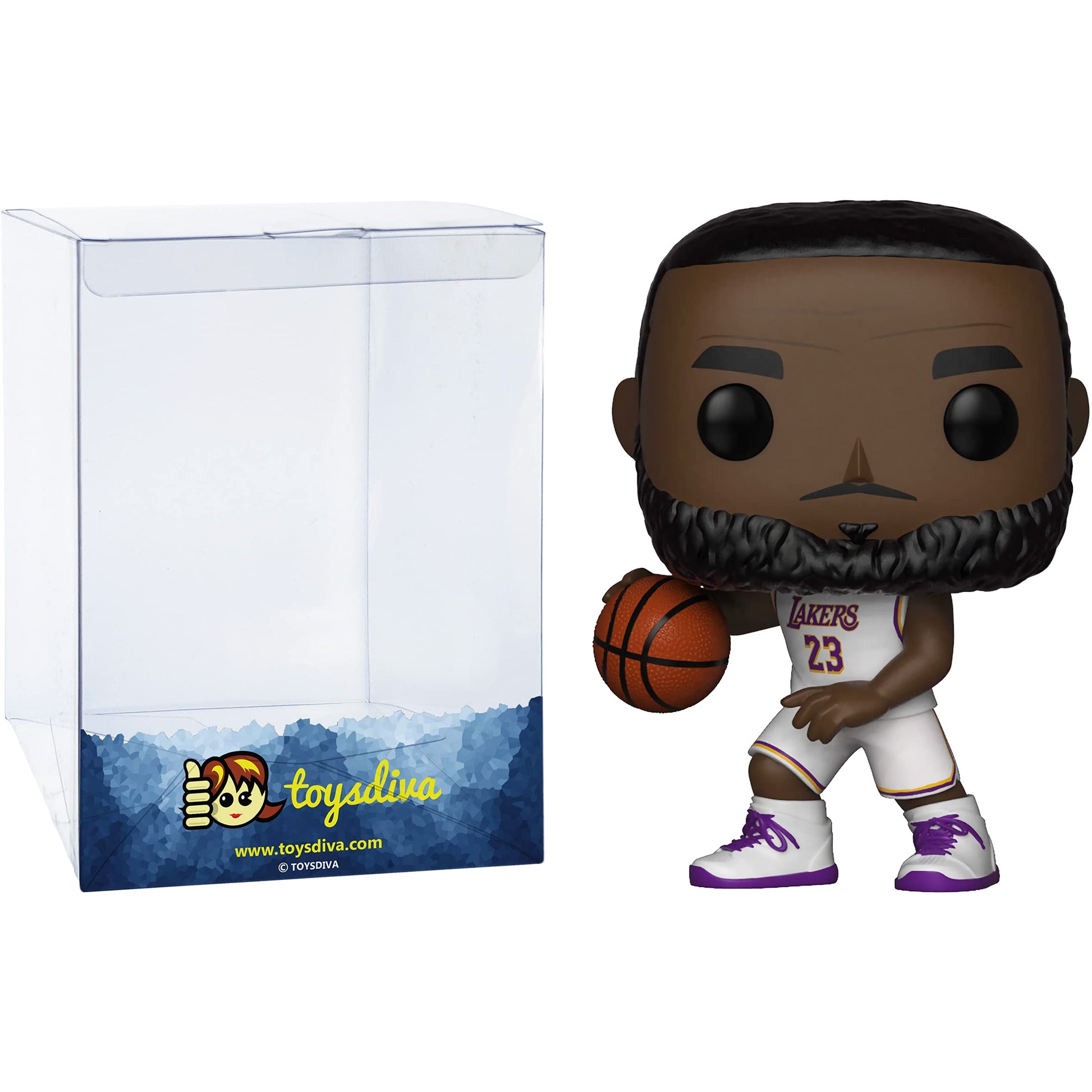 Lebr o n J a m e s [Lake r s]: Fun ko P o p ! Basketball Vinyl Figurine Bundle with 1 Compatible 'ToysDiva' Graphic Protector (052-37271 - B)