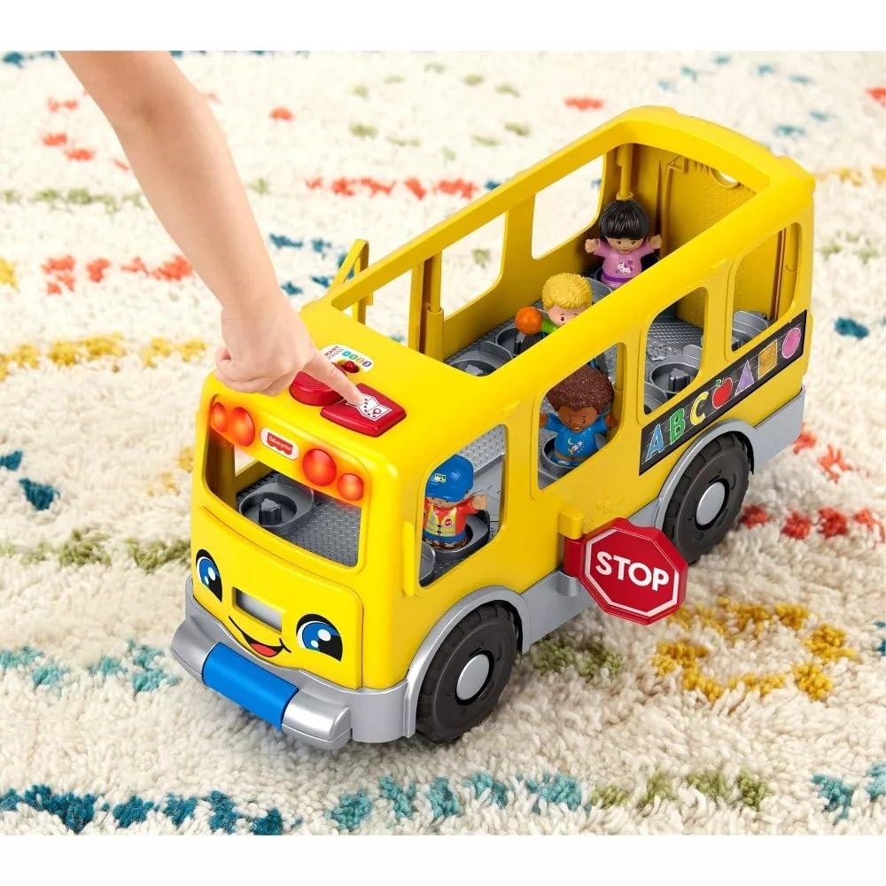 Fisher-Price Little People Toddler Learning Toy, Big Yellow Bus Musical Pull-Along Vehicle & 4 Figures for Pretend Play, Kids Ages 1+ Years
