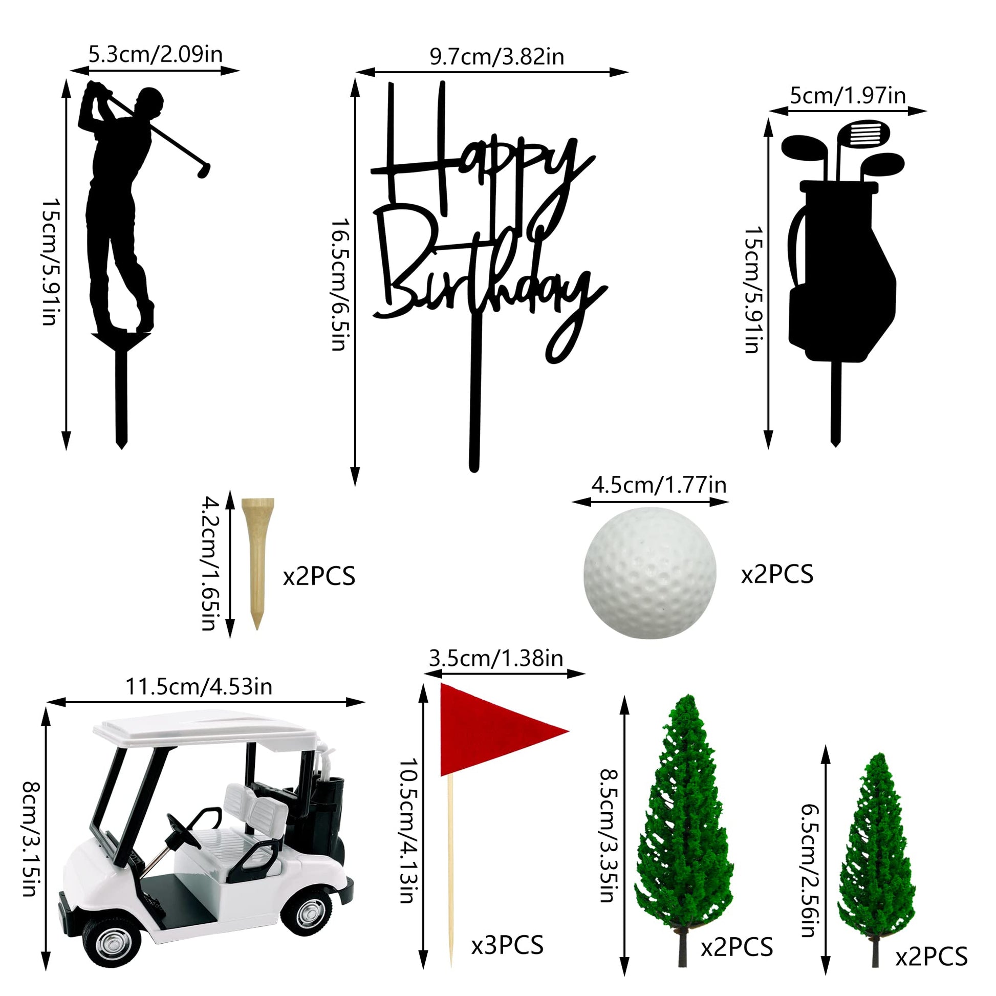 2026 New Golf Cake Decorations Golf Cart Cake Toppers Heading for The Green Cake Topper for Golfers with Cart Flag Golf Ball for Golf Theme Party