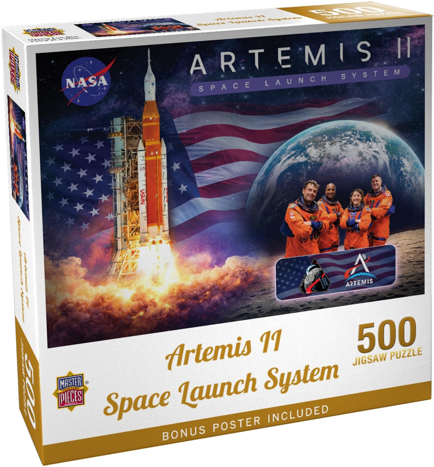 Masterpieces 500 Piece NASA Artemis II Jigsaw Puzzle for Adults and Families - Space Launch System - 19.25"x26.63"