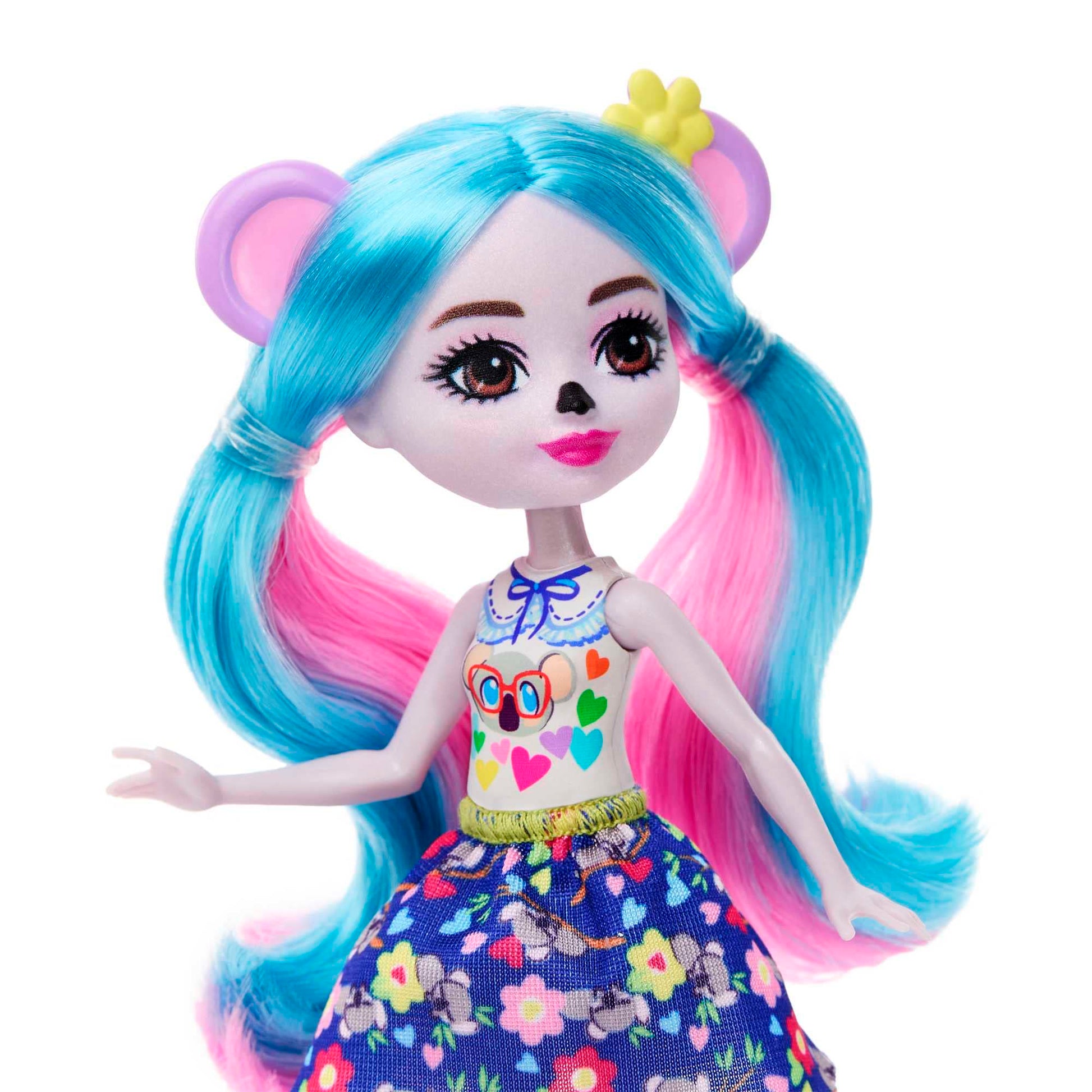 Enchantimals -Dolls, Glam Party Karalee Koala Doll, Animal Friend Bloke and 2 Buddy Figures, Small Doll with Removable Skirt and Accessories, Gift