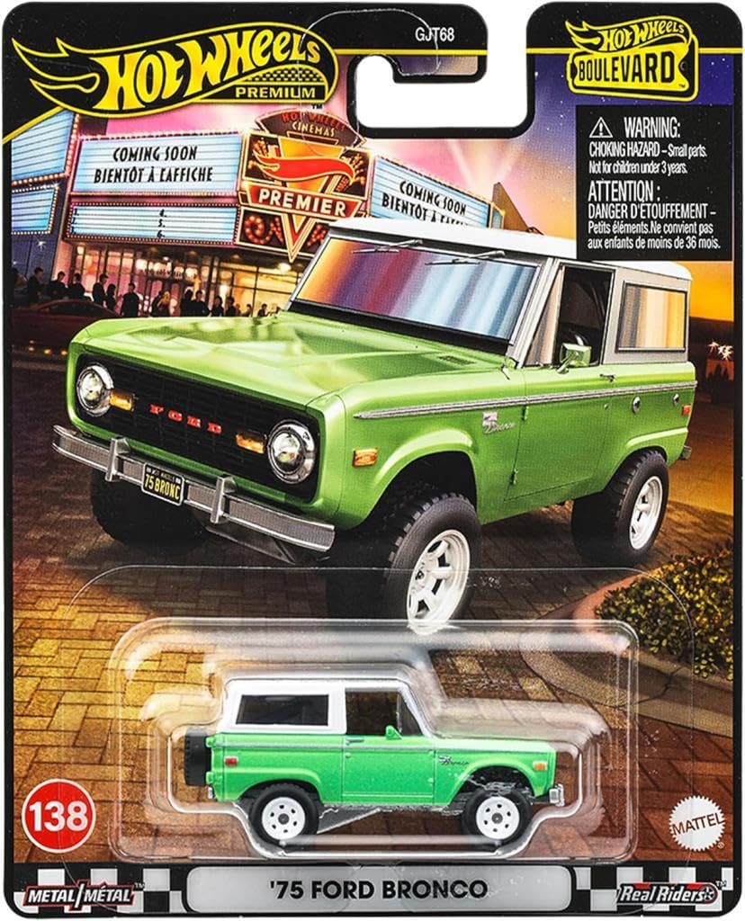 Hot Wheels Boulevard '75 Ford Bronco Ride On Toy Mini Car Ages 3+ Green JBL12