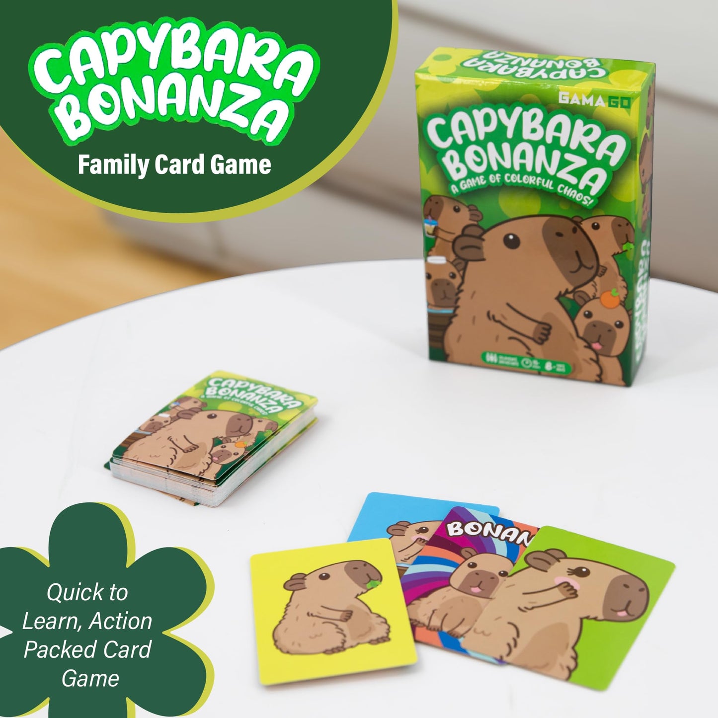 Aquarius Capybara Bonanza Card Game - Fast-Paced Family Party Card Game for Kids Teens and Adults, Strategy & Chaos Gameplay, Ages 8+, Capybara