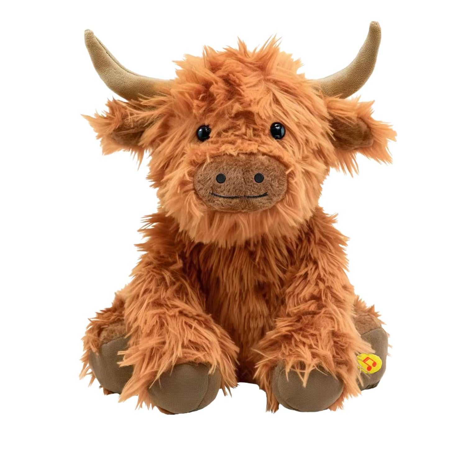 SOLPOBEI Music Highland Cow Stuffed Animal with Sound, Farm Cow Toy with ''Moo''Sound, Soft Farm Animal Cattle Plushie Doll Festival Presents