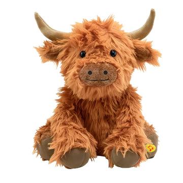 SOLPOBEI Music Highland Cow Stuffed Animal with Sound, Farm Cow Toy with ''Moo''Sound, Soft Farm Animal Cattle Plushie Doll Festival Presents