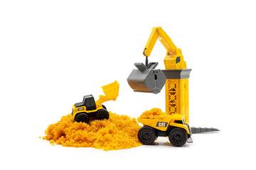 CAT Construction Toys Little Machines Ground Crew Playset with Insta-Dirt - Sensory Toys for Kids Ages 3 and Up - 15X Fast-Growing Dirt Compound & 2