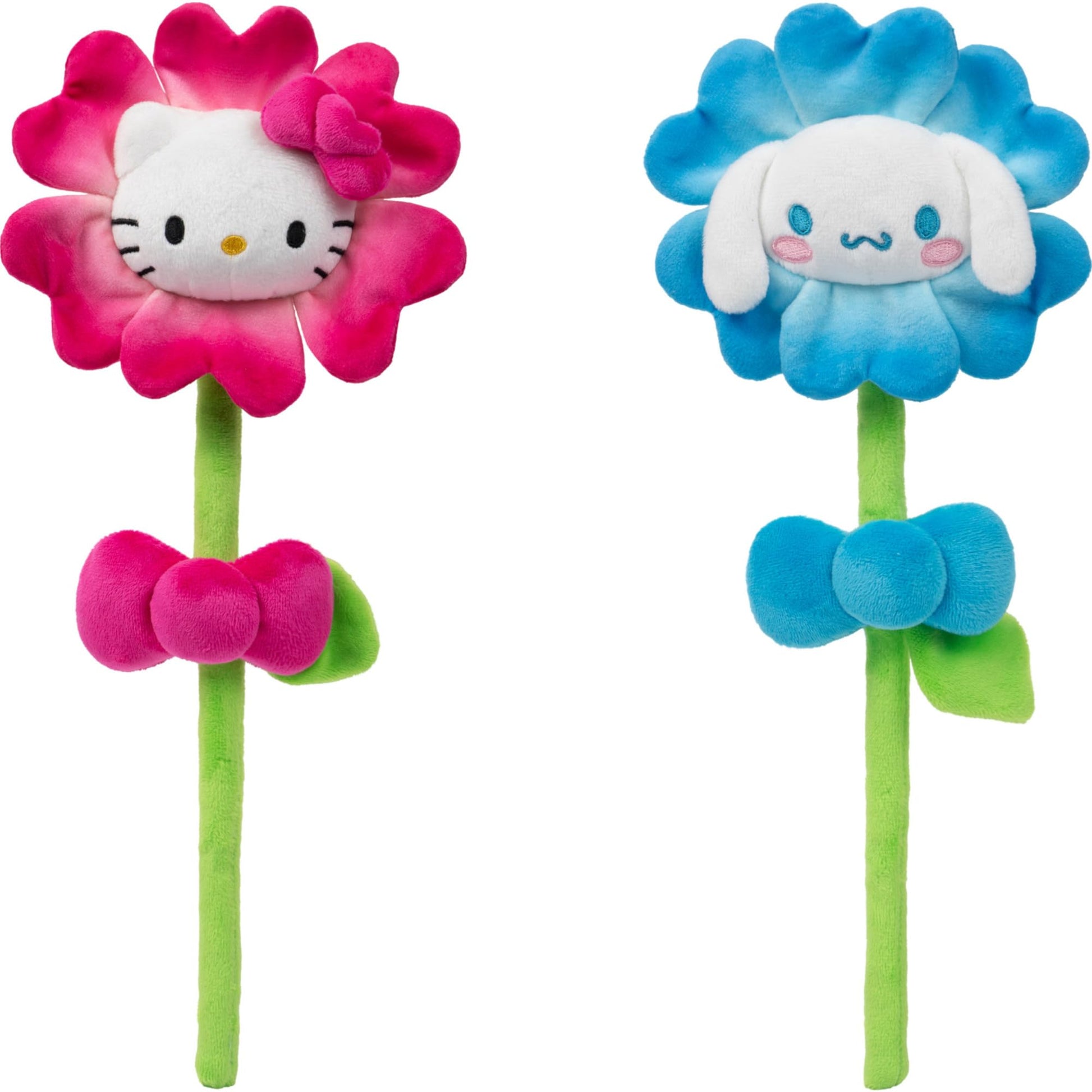 Hello Kitty® and Friends 14-inch Plush Flower 2 Pack - Hello Kitty® & Cinnamoroll™ with Bendable Stems - Giftable Packaging - Officially Licensed