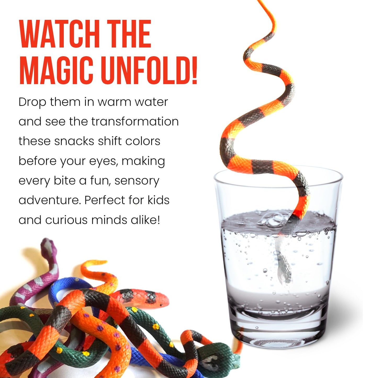 Color Changing Snake Toys, 6 Pack Stretchy Sensory Fidgets for Kids