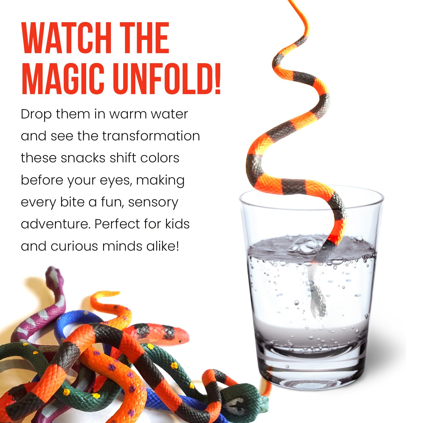 Color Changing Snake Toys, 6 Pack Stretchy Sensory Fidgets for Kids