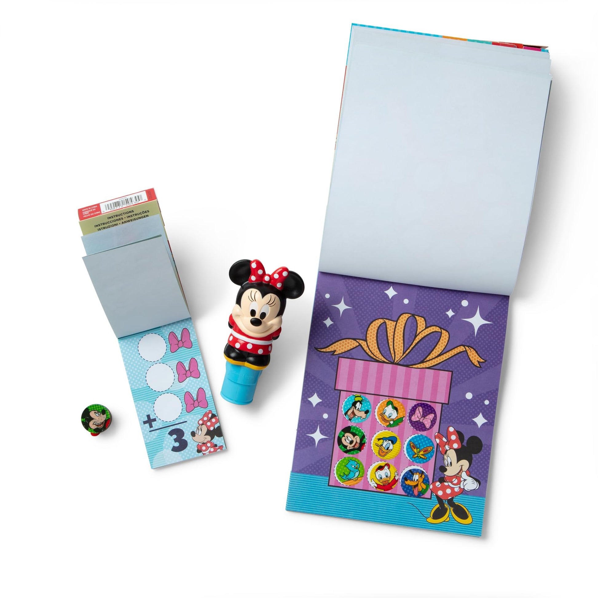 Melissa & Doug Sticker Wow!™ Disney Minnie Mouse Bundle: 24-Page Activity Book, Refillable Sticker Stamper, Mini Pad, 500 Stickers, Arts and Crafts