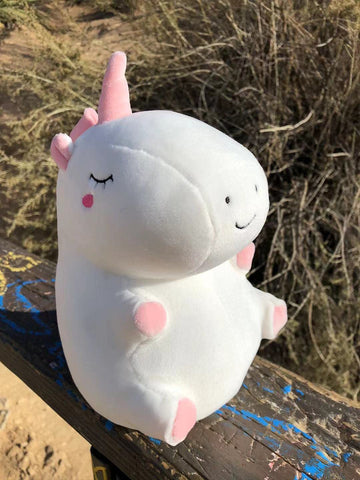 Plushland Soft Plush Unicorn Pillow Stuffed Animal Hugging White Throw Pillow Cushion Toy for Kids Teens Adult Gift Birthday, Valentine, Christmas