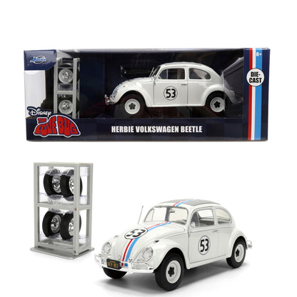 Jada Herbie The Love Bug Volkswagen Beetle Hollywood Rides 1:24 Die-Cast Vehicle with Tire Rack Toys