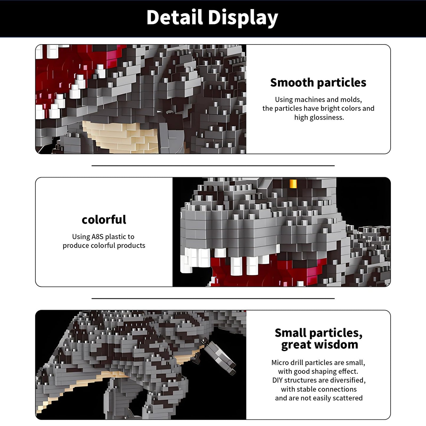 CSNRHG Dinosaur Tyrannosaurus Rex Model Decor Micro Mini Blocks Velociraptor Building Blocks Toy Birthday for Age 6+ Children Adults Teens 1530 Pieces
