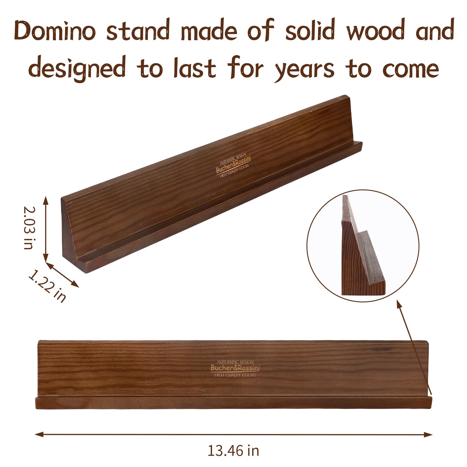 Bucher&Rossini Domino Racks 4packs - Authored Design Nut Brown Tile Holders for Dominoes Set Mexican Trains Mahjoon Chickenfoot