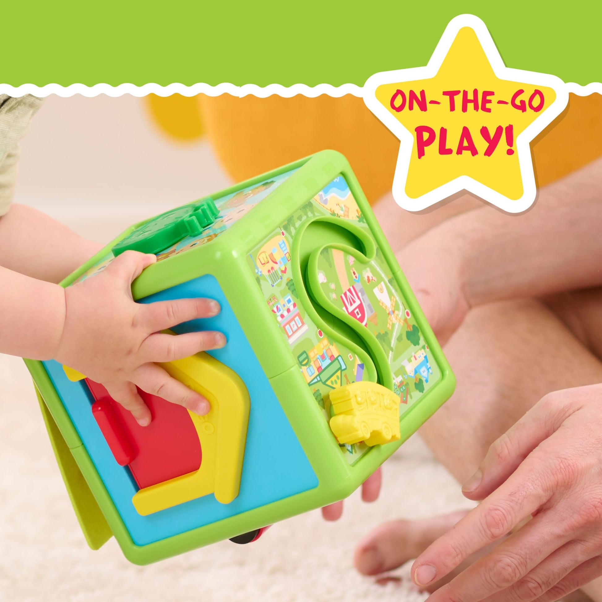 Just Play CoComelon 6-inch Busy Block, Educational and Early Learning Activity Cube, Kids Toys for Ages 06 Month