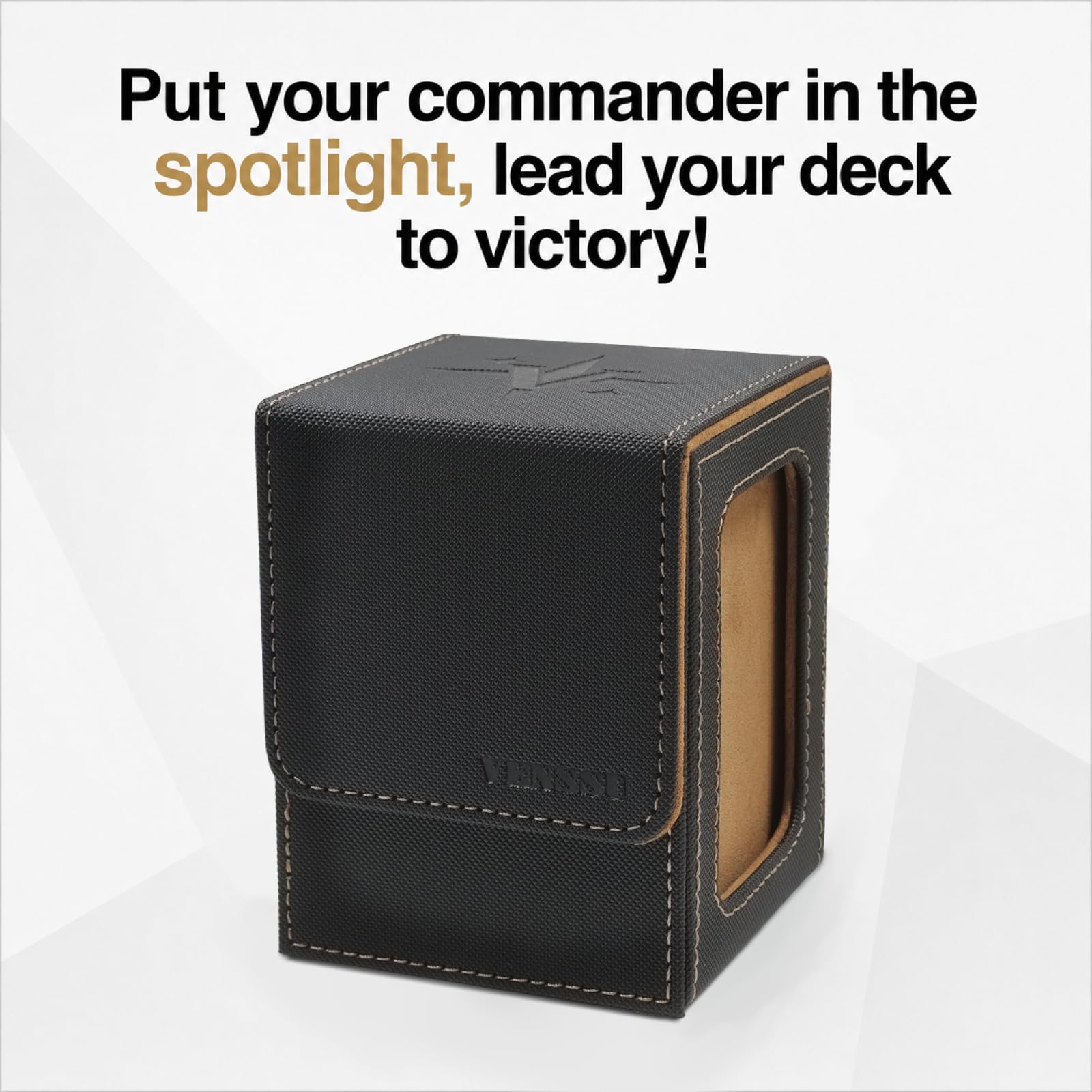 Venssu MTG Deck Box for Commander Display,Card Deck Box Fits 100 Double Sleeved Cards, TCG Card Storage with 2 Dividers and 1 Toploader (Black?Brown)
