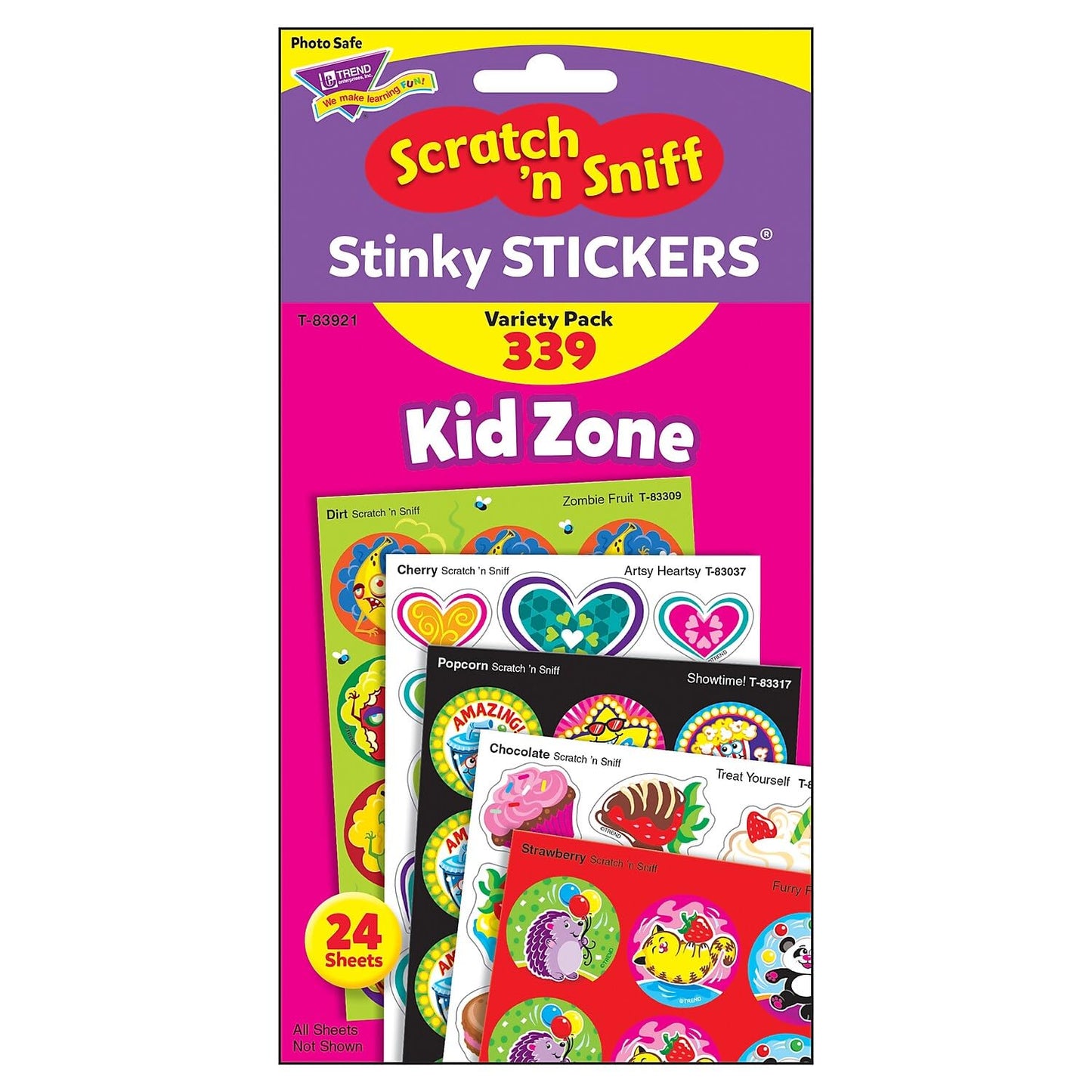 Kid Zone Stinky Stickers Variety Pack by TREND Enterprises, Inc.; 339 ct.; 78 Designs, 8 scents