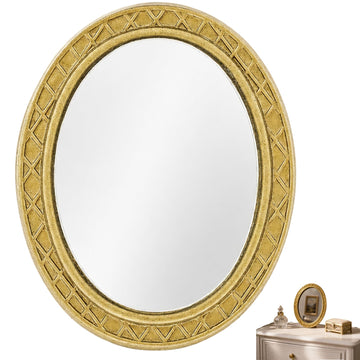 Miniature Dollhouse Mirror, Antique Wall Mirrors, 5.1 x 4.1 x 0.3 cm, Arch Mirror Antique Resin Frame Vintage Hanging Tabletop Mirrors Gold Oval