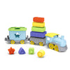Green Toys Stack & Sort Train, Blue - 12 Piece Pretend Play, Motor Skills, Kids Toy Vehicle Playset. No BPA, phthalates, PVC. Dishwasher Safe