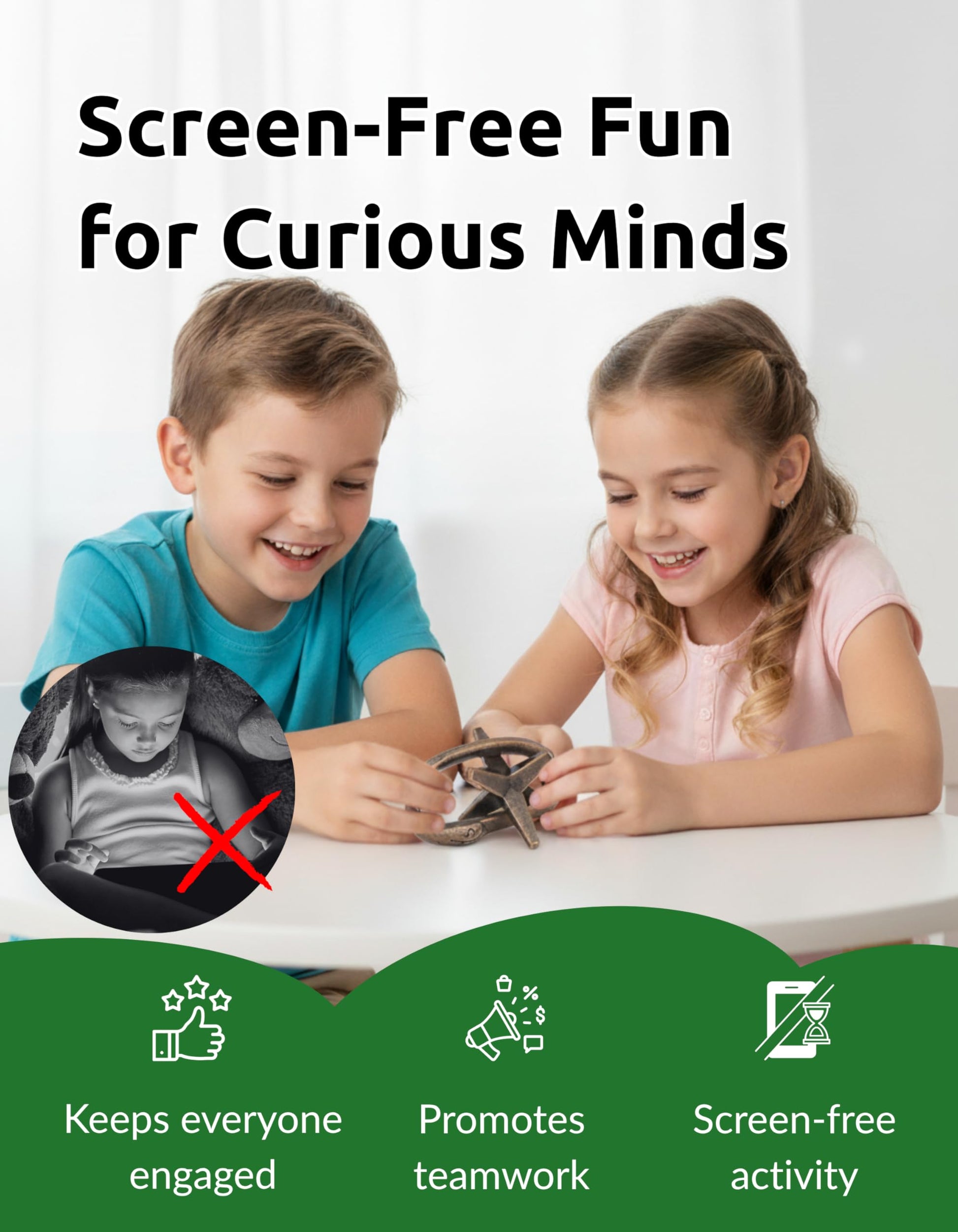 Star in Circle Puzzle - Cast Metal Brain Teaser IQ Game, Mind Twisting Logic Puzzle, Stress Relief Fidget Brain Teaser& Unique Gift